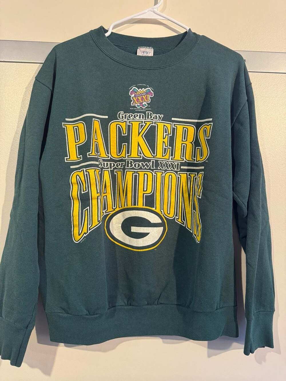 Vintage 1997 Green Bay Packers Super Bowl XXXI Champions Sweatshirt Size Large